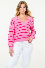 Striped Textured Knit Sweater