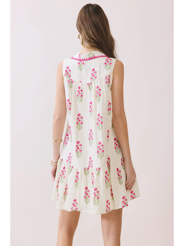 Floral Print Sleeveless Tiered Babydoll Dress