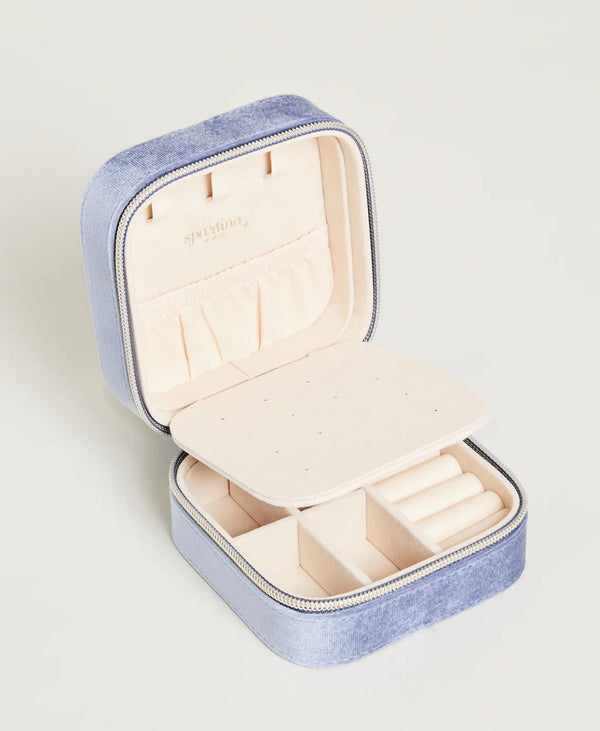 Velvet Jewelry Travel Case Blue