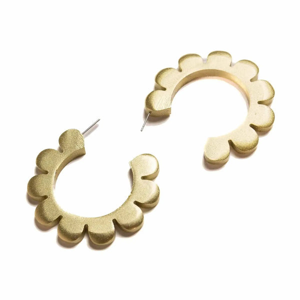 Gold Flower Outline Hoops