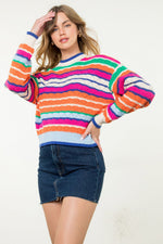 Long Sleeve Multi Color Knit Sweater