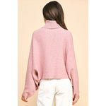 Turtle Neck Raglan Sleeve Sweater - Dusty Pink