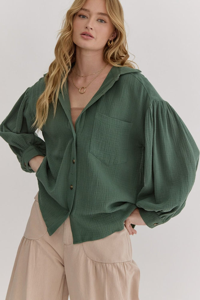 Forest Green Oversized Dolman Sleeve Top