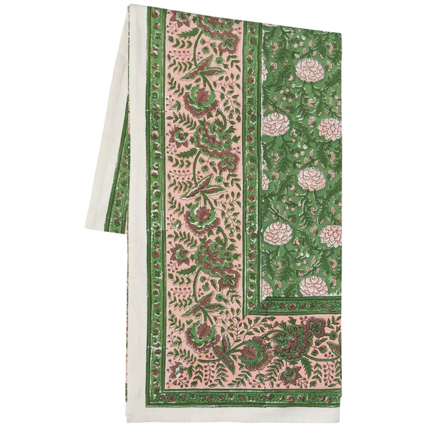 Peony Block Print Tablecloth 60 X 90 Inches