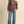 Cocoa Brown Embroidered Long Sleeve Top w Ruffle Mock Neckline