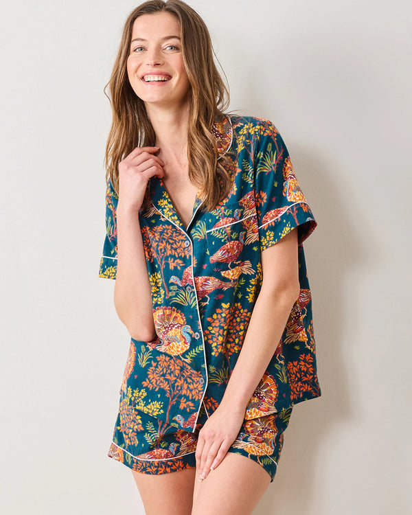 Lightweight Flannel Short PJ Set in Turkey Trot