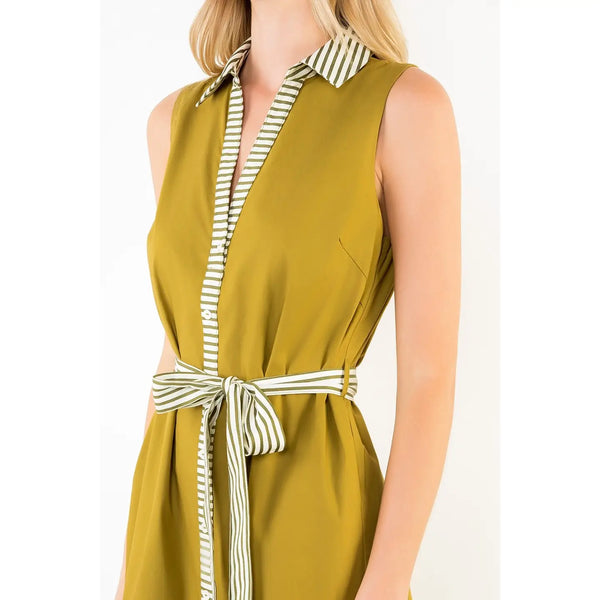 Olive Sleeveless Button Down Dress