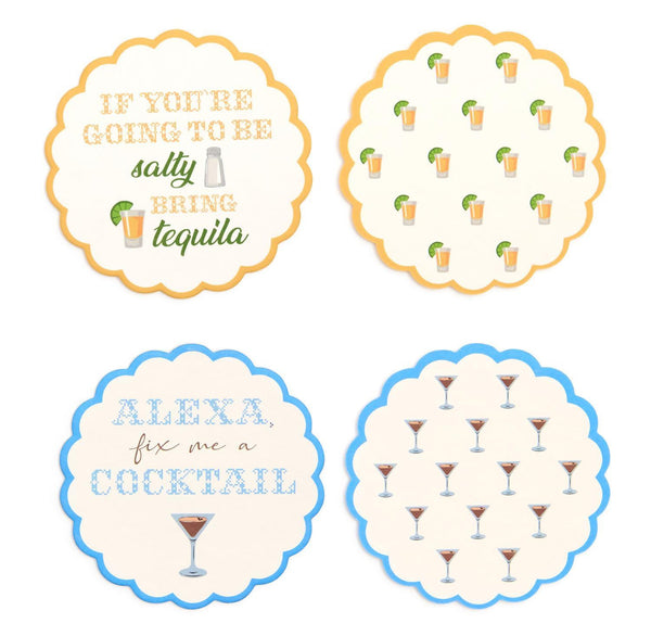 Cocktails First Set of 24 Heavyweight Paper Coasters in Gift Box