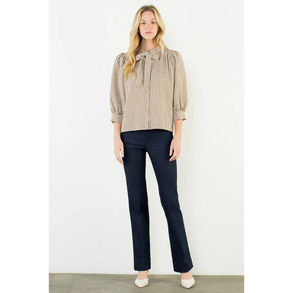 Brown Gingham Button Up Shirt