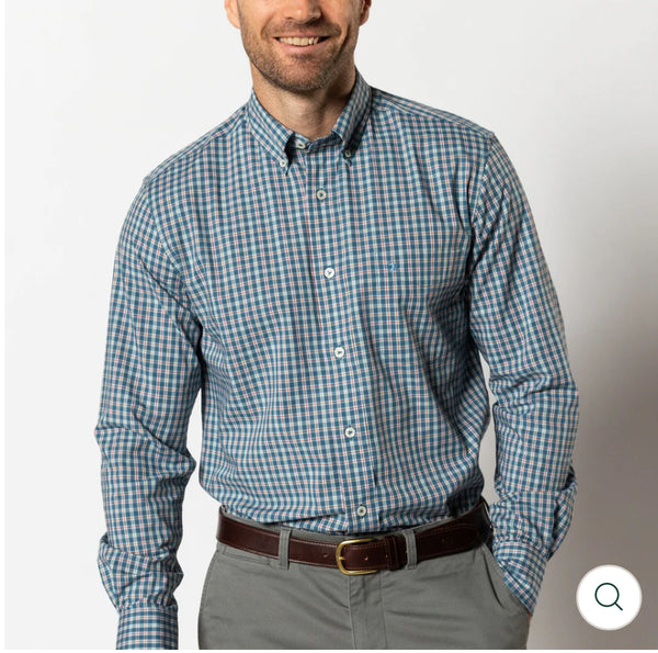 Performance Poplin Sport Shirt
Fallon Plaid Teal Blue