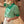 Short Kelly Green Puff Sleeves High Neck Stripe Top