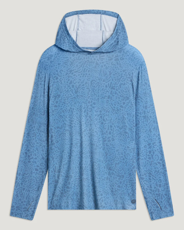 Men's Bamboo Shade Hoodie - Drifter Print Windward Blue