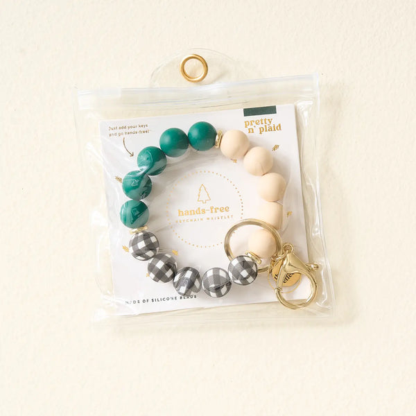 Holiday Hands-Free Keychain Wristlet - Pretty in Plaid