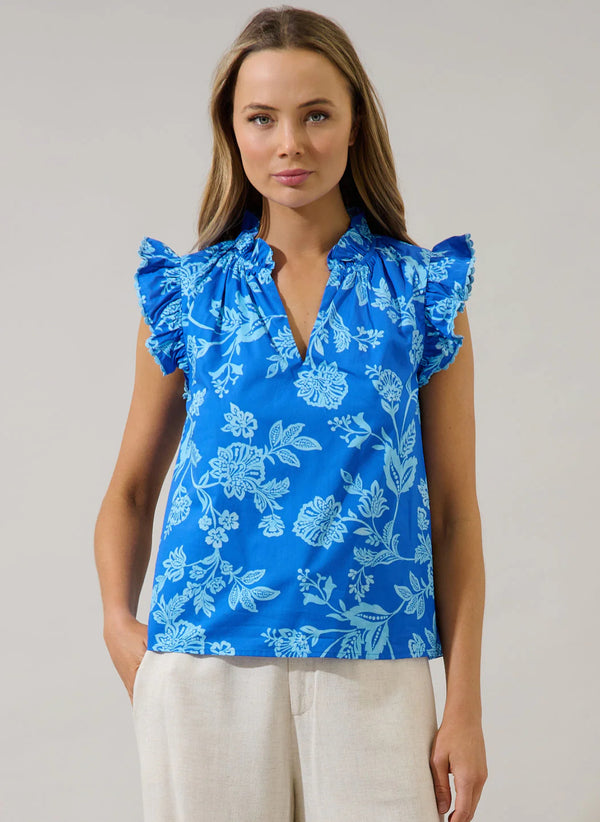 Jazzy Ruffle Top Persa Floral Blues