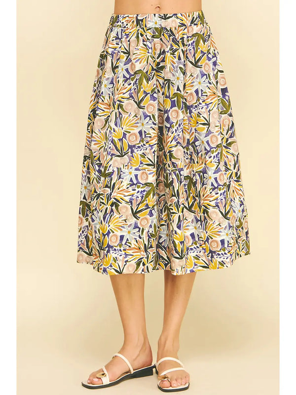 Floral Print A-Line Skirts Purple Multi