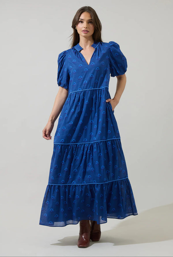 Briza Medallion Renley Tiered Maxi Dress