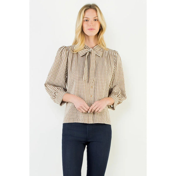 Brown Gingham Button Up Shirt