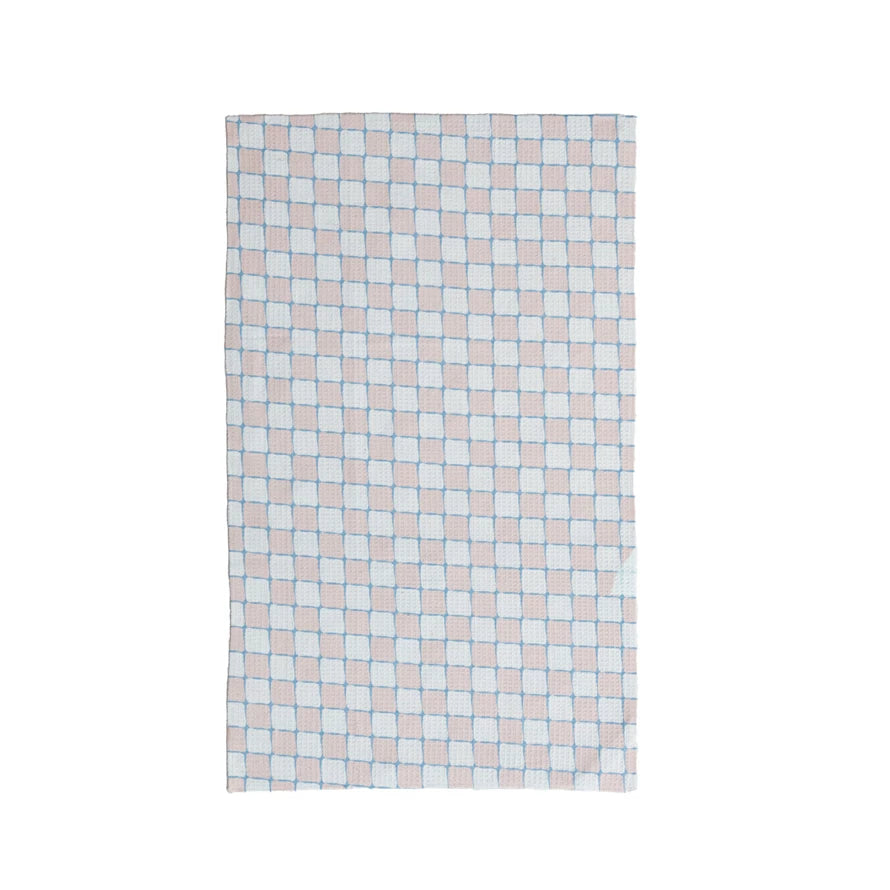 Printed Recycled Microfibre Tea Towel w/ Check Pattern