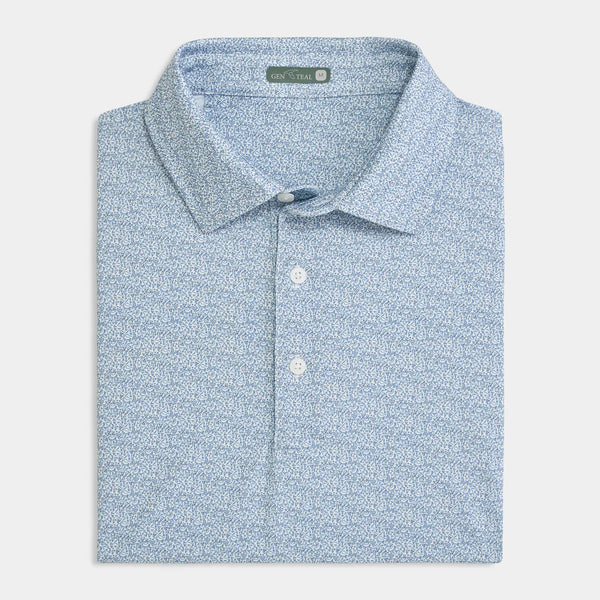 Ice Blue Great White Printed Performance Polo