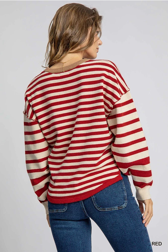 Red Striped Pullover Sweater