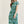 Botanical Green & Blue Print Cap Sleeve Midi Dress