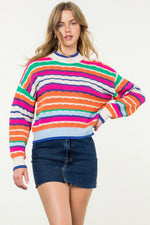 Long Sleeve Multi Color Knit Sweater