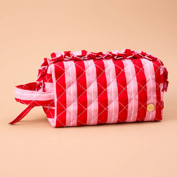 Essentials Quilted Cosmetic Pouch-Peppermint Stripes