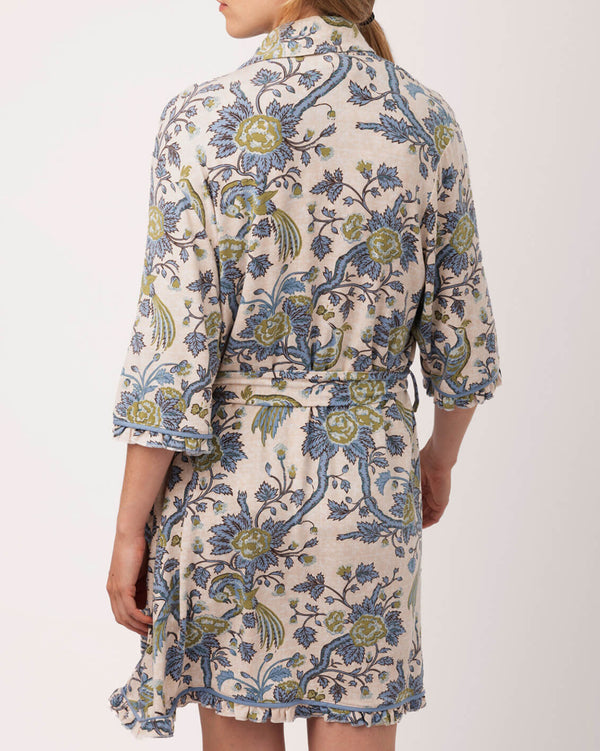 Pajama Ruffle Robe Japonica Bird Green