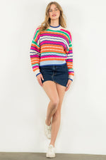 Long Sleeve Multi Color Knit Sweater