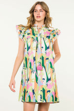 Flutter Sleeve Multi Color Dress