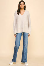 Soft V-Neck Sweater - Oatmeal