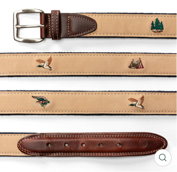 Nubuck Leather Embroidered Belt