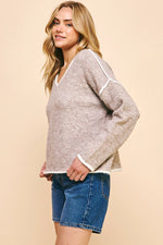 V-Neck Pullover Sweater - Oatmeal