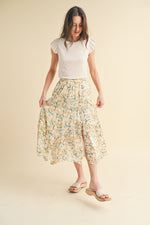 FLORAL TIERED MIDI SKIRT