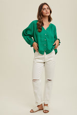 Emerald Drop Shoulder Blouse