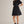 Solid Black Puff Sleeve Mini Dress w Round Neck