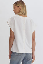 Cap sleeve top with button up back