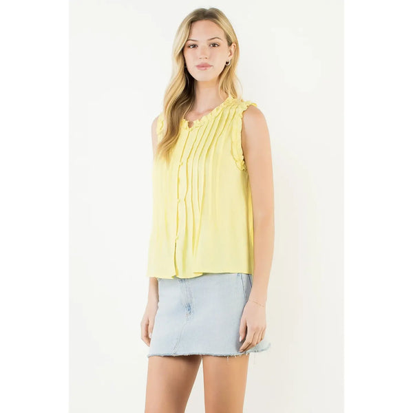 Sleeveless Ruffle Detail Top - Yellow