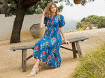 Puff Sleeve Flower Print Maxi Dress