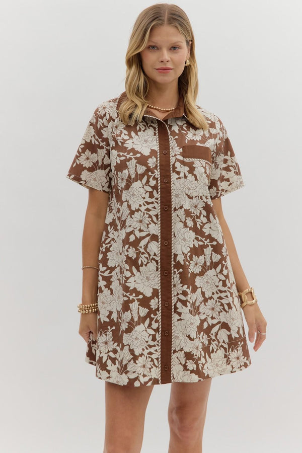 Brown Floral Mini Dress