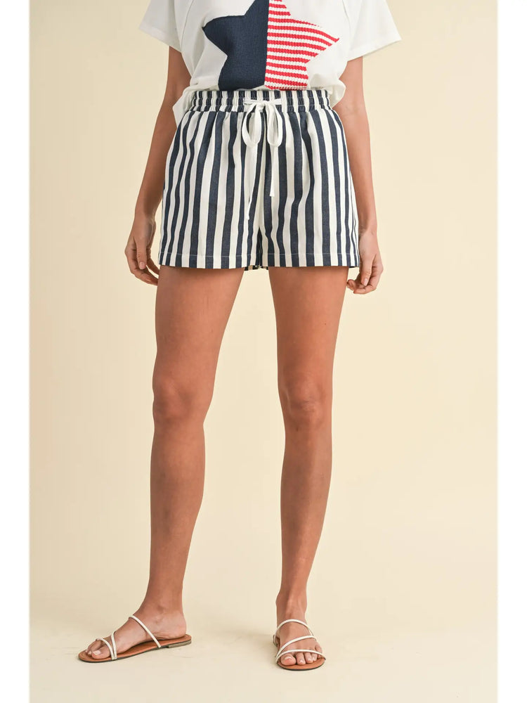 Stripe Twill Denim Short