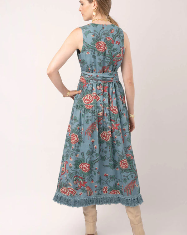 Danica Midi Dress Japonica Bird Blue Spruce