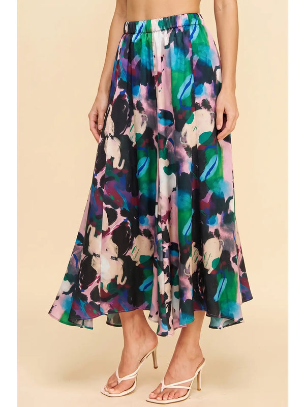 Multicolor Abstract Print Skirt