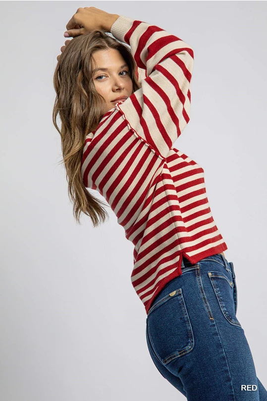 Red Striped Pullover Sweater