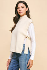 Side Tied Sweater Vest - Cream