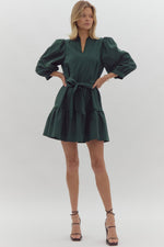 Forest V-neck 3/4 Sleeve Mini Dress