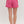 Striped Red & Pink Striped Elastic Waist Shorts w Scallop Hem