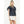 Short Sleeve Navy Lace Detail V-Neck Top