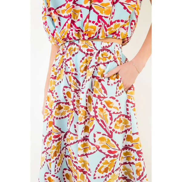 Blue Pattern Long Skirt