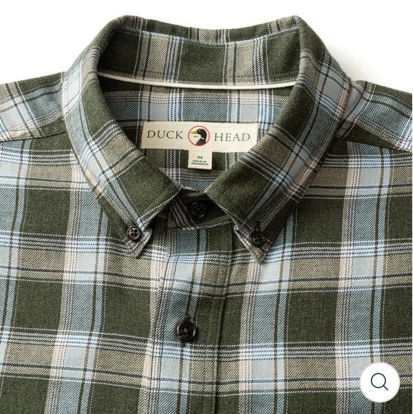 Cotton Flannel Sport Shirt
Hank Plaid Deep Olive Heather